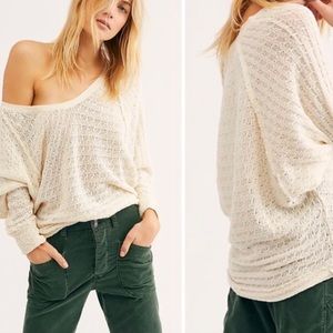 Free People WTF Thien’s Hacci Knit V Neck Sweater
